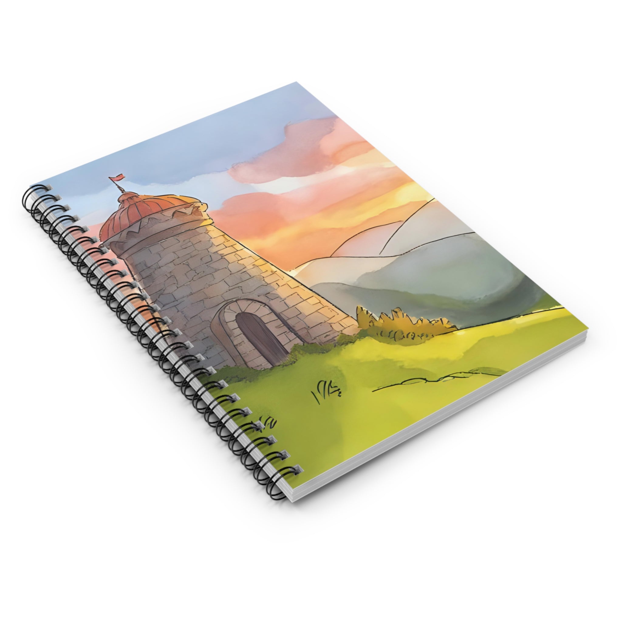 Spiral Notebook Sunset Tower  — Ruled Journal for Sketching & Notes