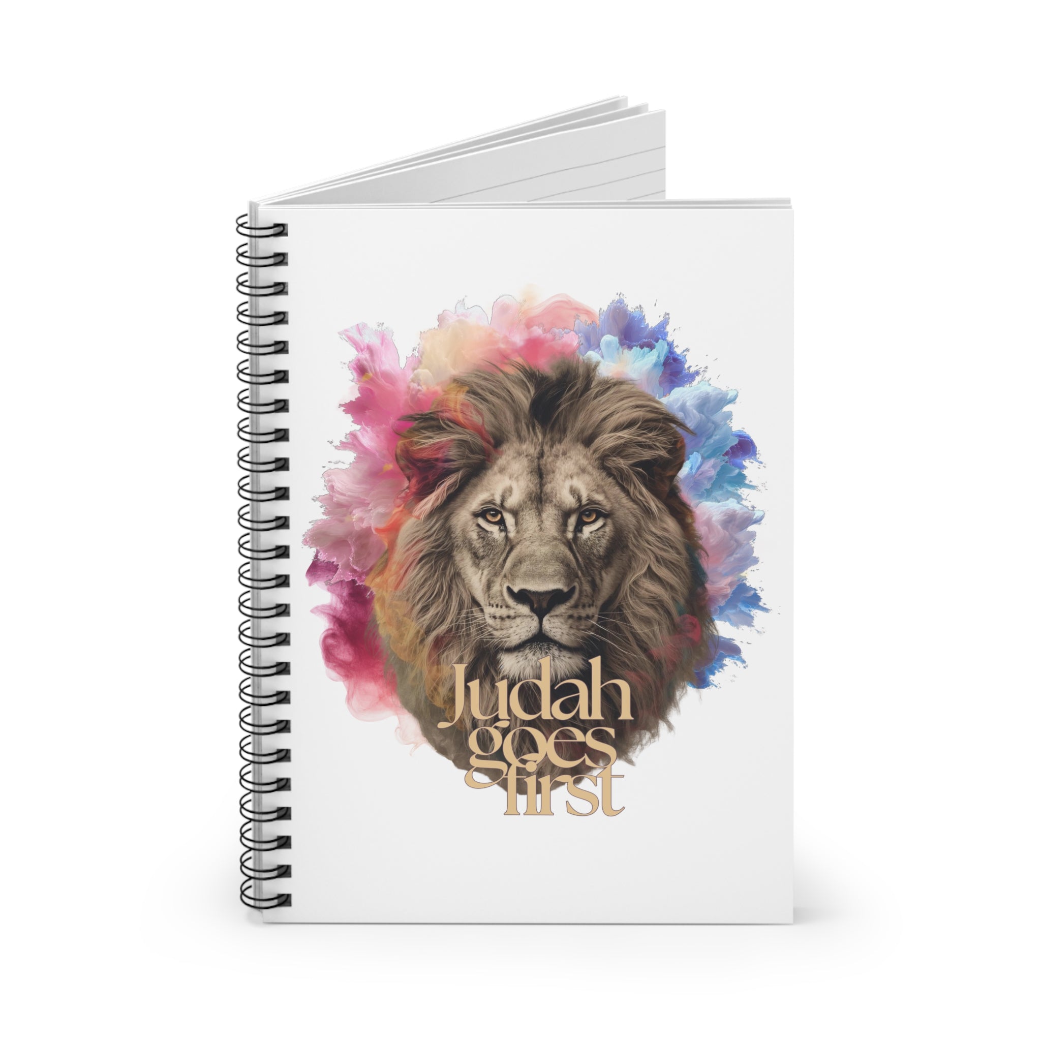 Lion 'Judah Goes First' Spiral Notebook — Ruled Journal for Faith, Bible Study & Inspirational Notes