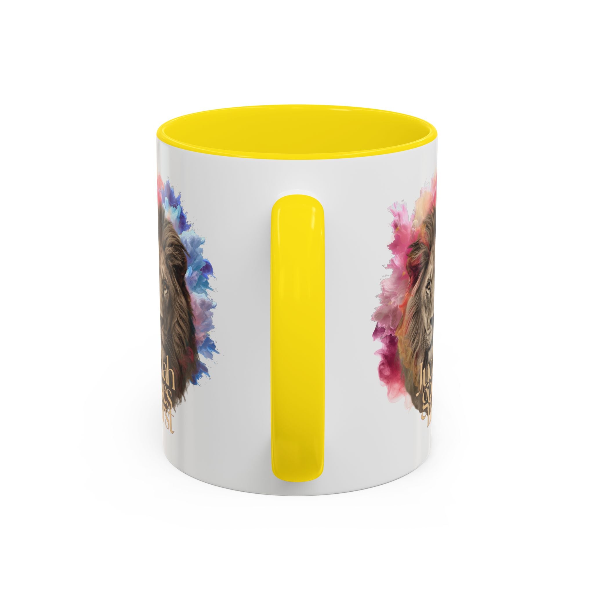 Judah Goes First Lion Coffee Mug — Colorful Christian Faith Accent Mug (11/15 oz)