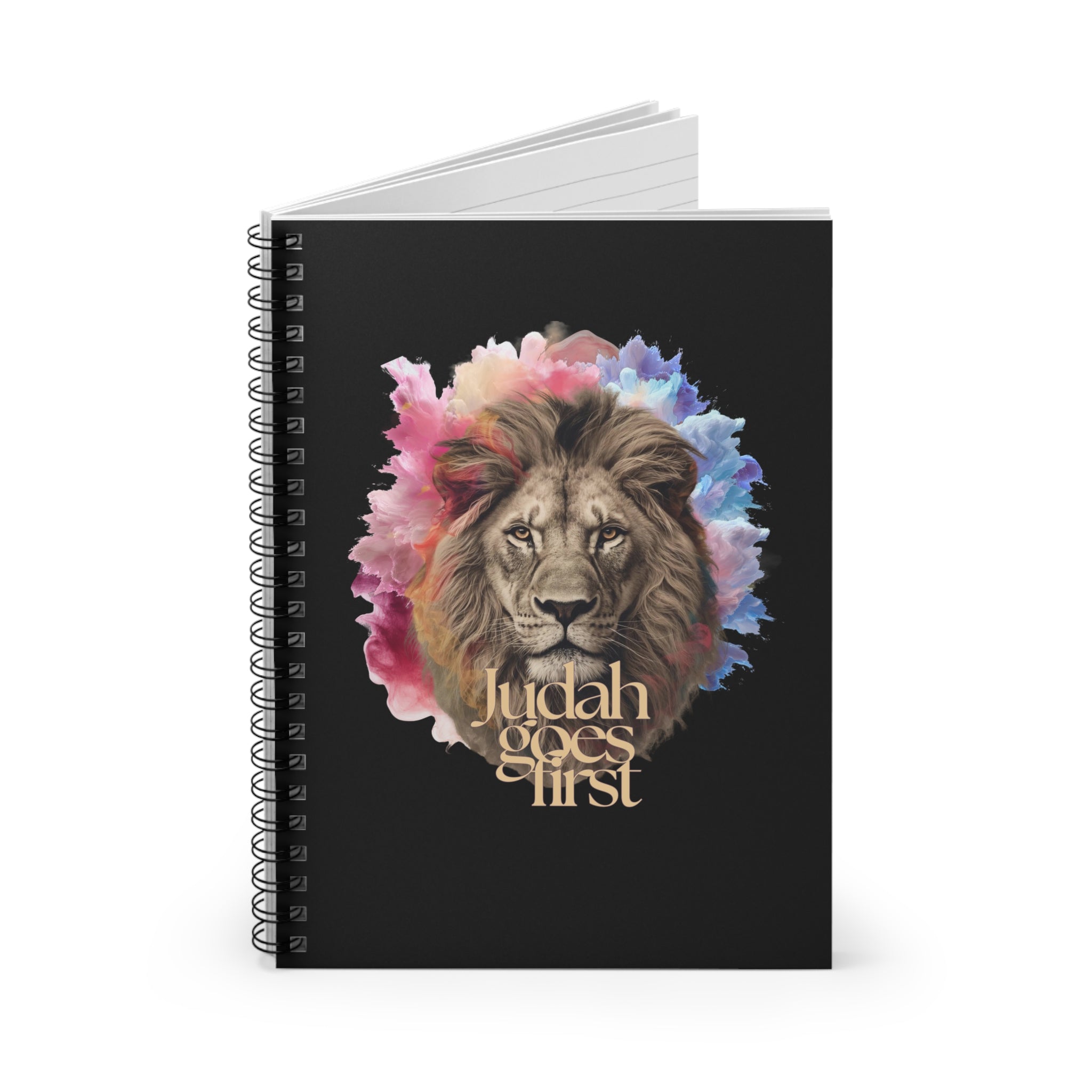 Lion 'Judah Goes First' Spiral Notebook — Ruled Journal for Faith & Inspiration