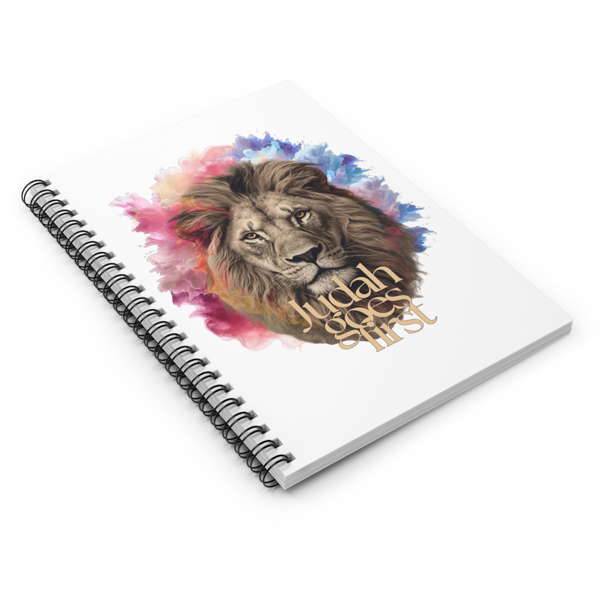 Lion 'Judah Goes First' Spiral Notebook — Ruled Journal for Faith, Bible Study & Inspirational Notes