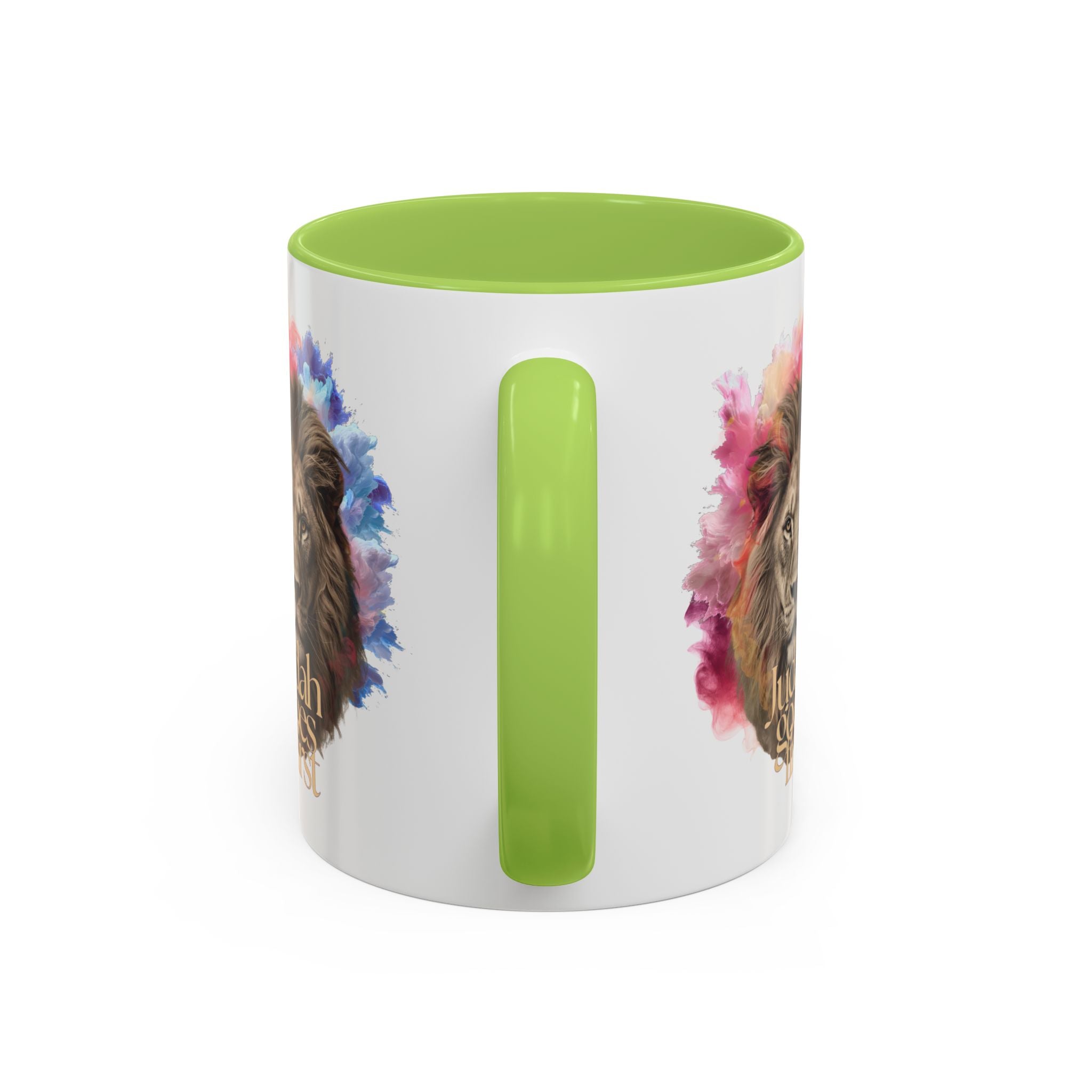 Judah Goes First Lion Coffee Mug — Colorful Christian Faith Accent Mug (11/15 oz)