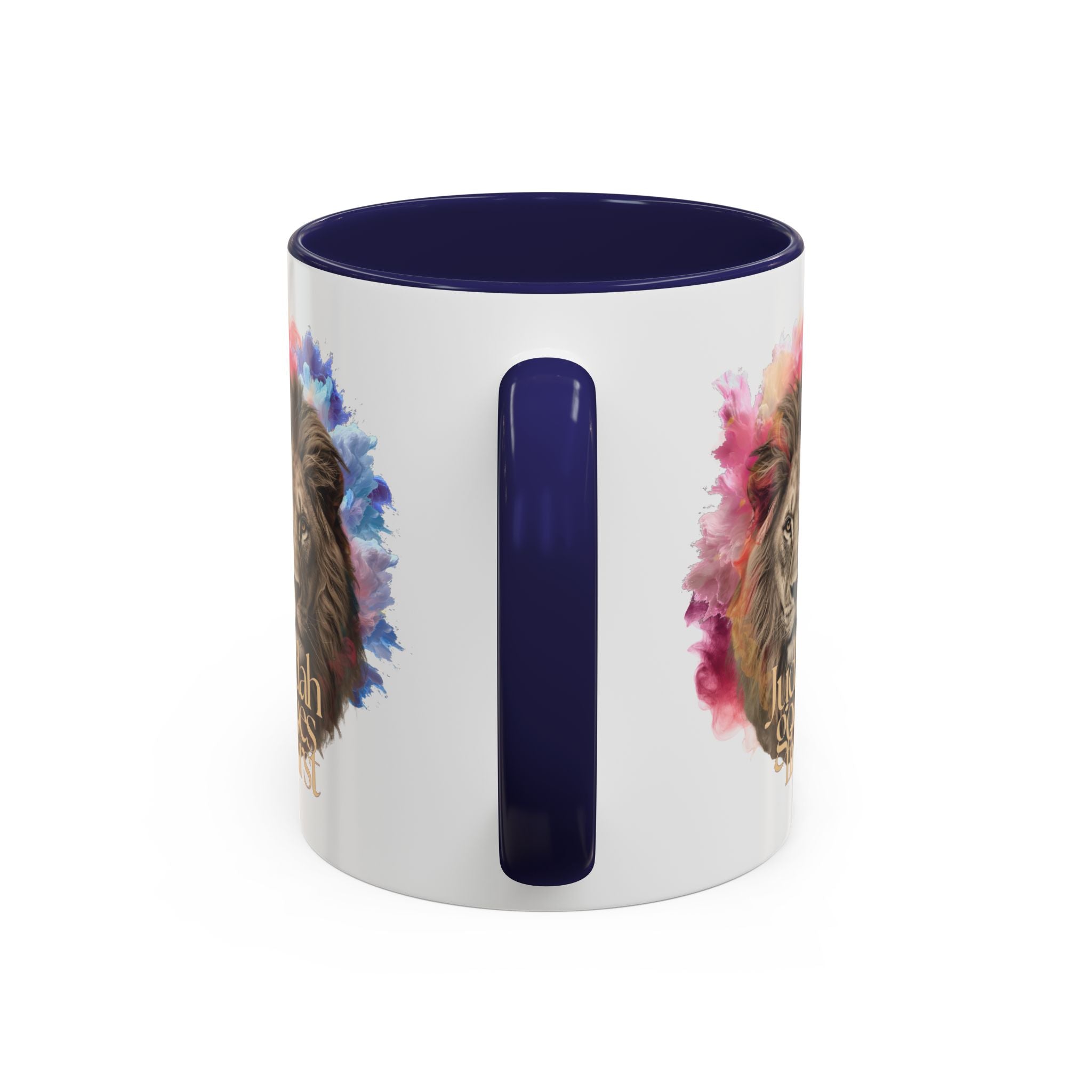 Judah Goes First Lion Coffee Mug — Colorful Christian Faith Accent Mug (11/15 oz)