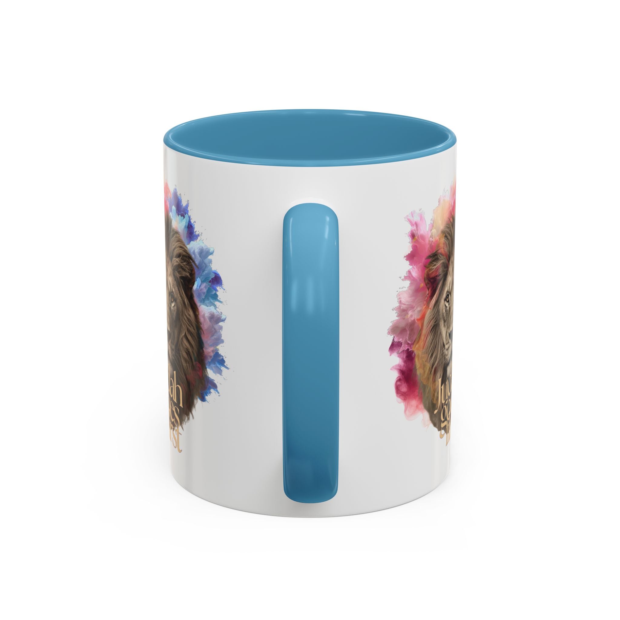 Judah Goes First Lion Coffee Mug — Colorful Christian Faith Accent Mug (11/15 oz)