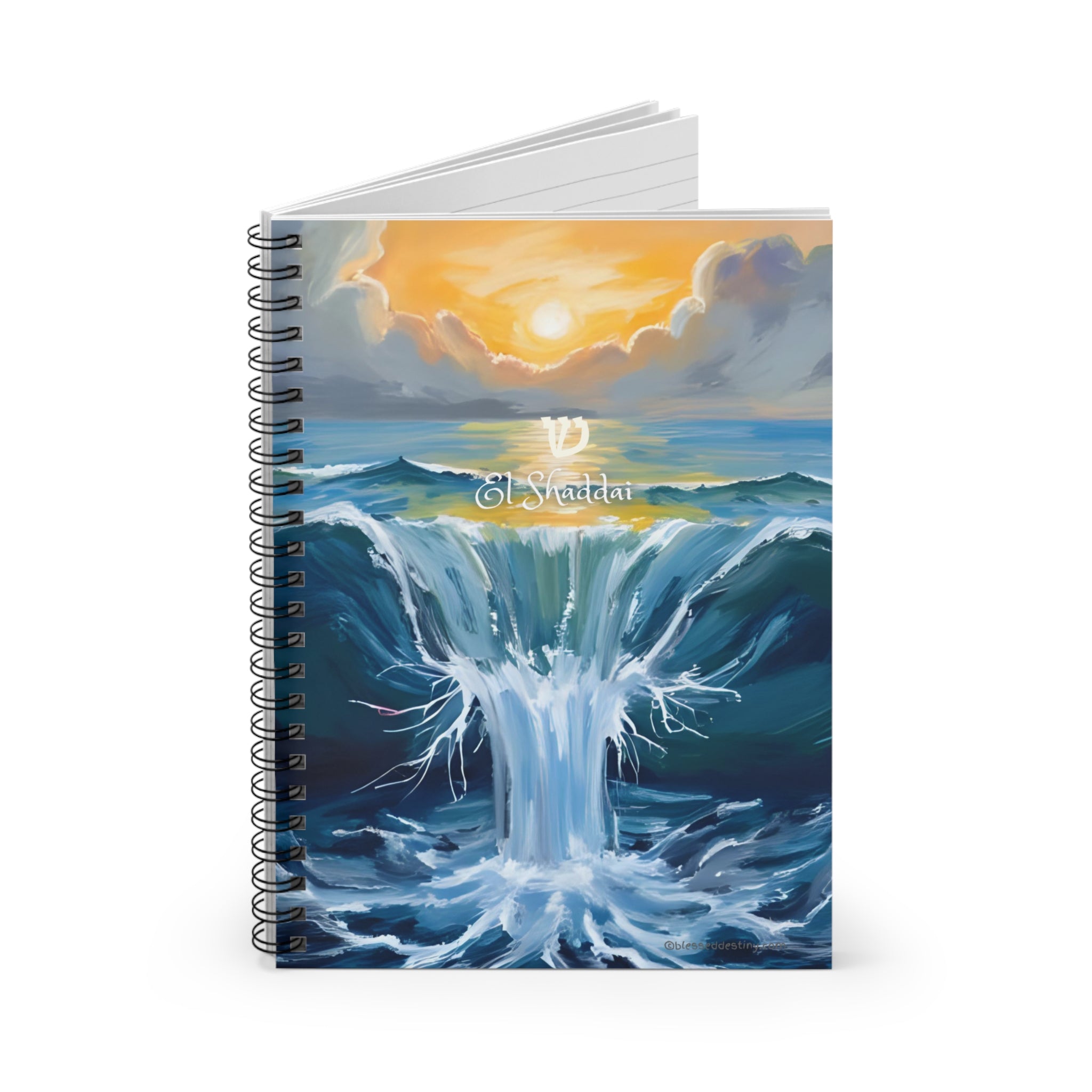 Spiral Notebook — El Shaddai opens the Sea Names of God Art Ruled Journal