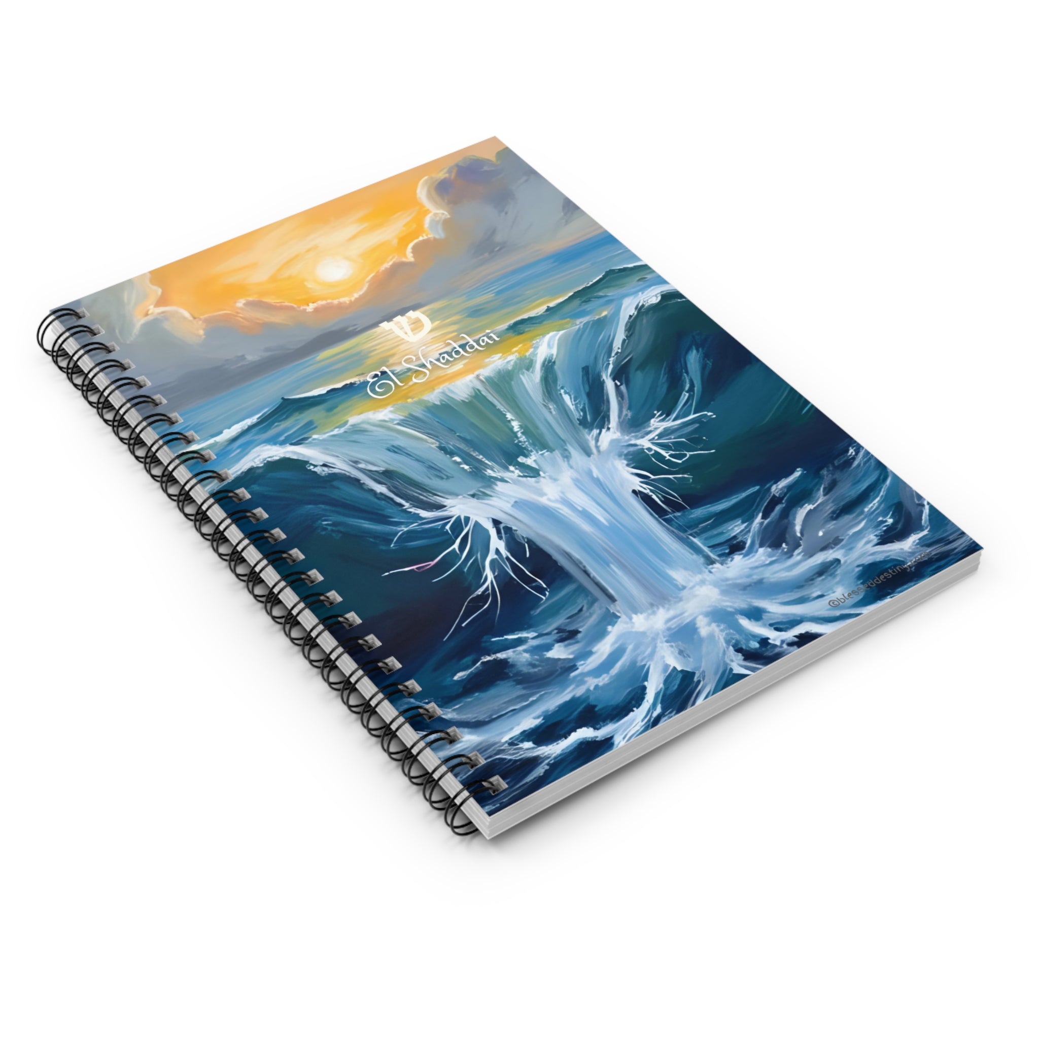 Spiral Notebook — El Shaddai opens the Sea Names of God Art Ruled Journal