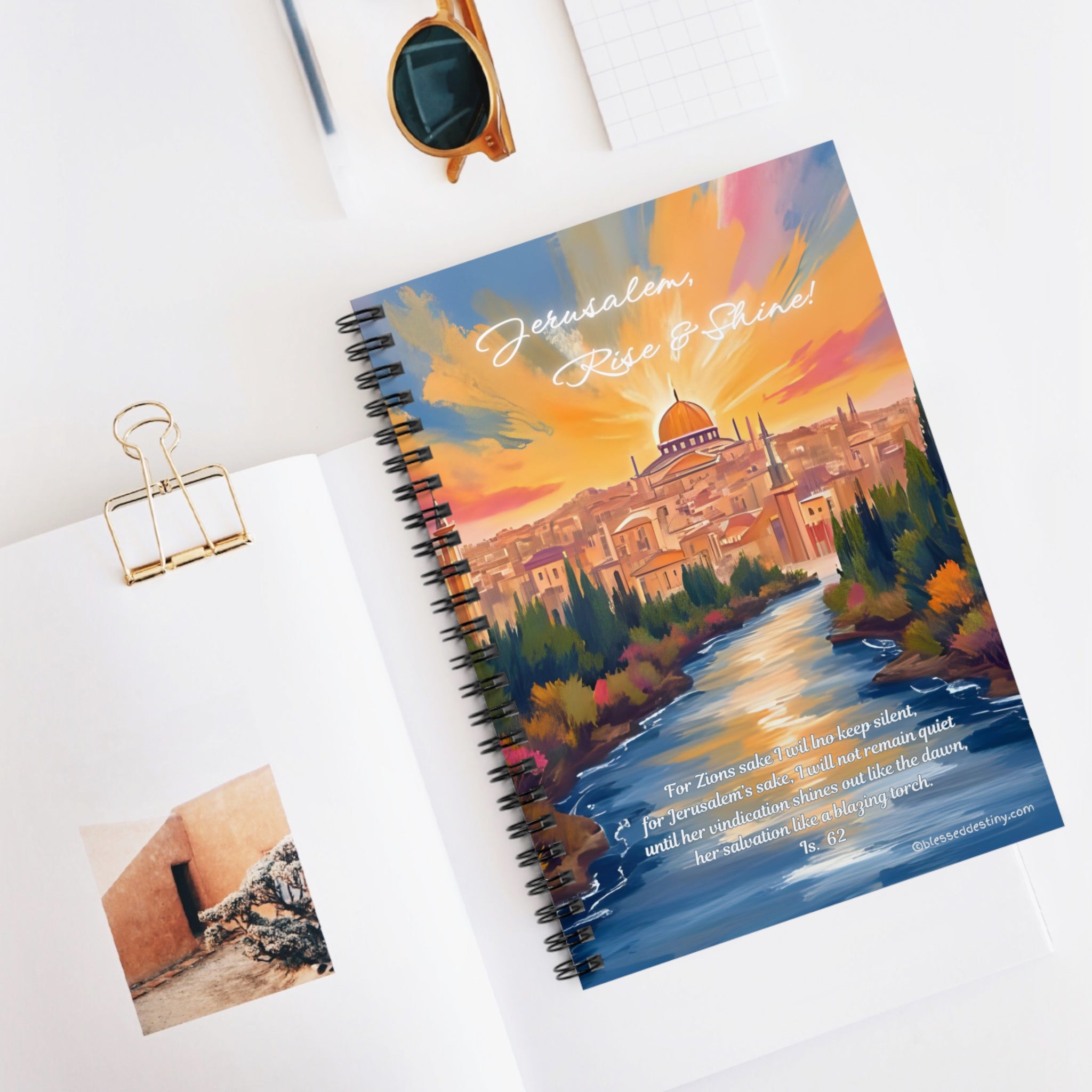 Spiral Notebook Jerusalem Rise & Shine — Ruled Journal with Scenic Cityscape Cover