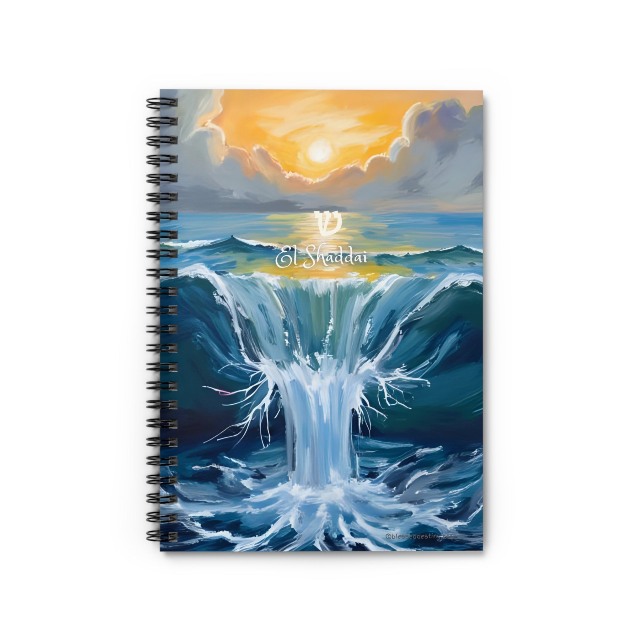 Spiral Notebook — El Shaddai opens the Sea Names of God Art Ruled Journal