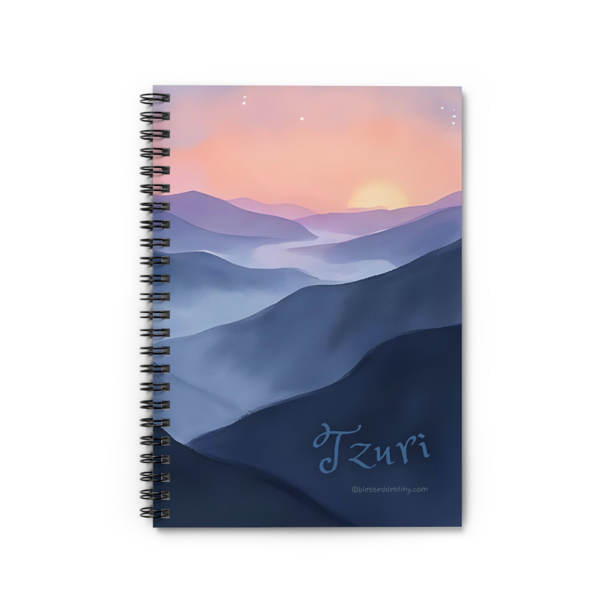 Spiral Notebook Sunset Mountain  — Ruled Journal 'Tzuri' - Names of God Collection