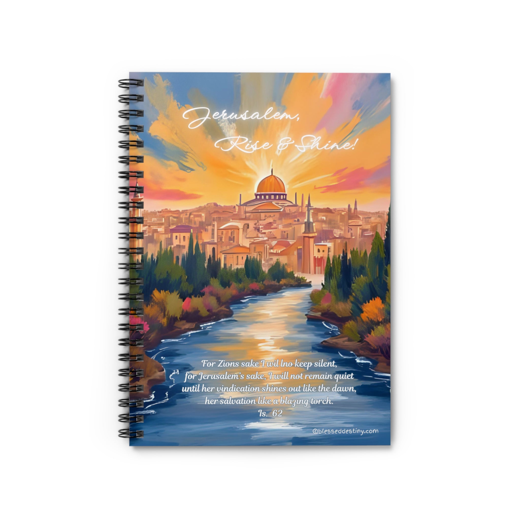 Spiral Notebook Jerusalem Rise & Shine — Ruled Journal with Scenic Cityscape Cover