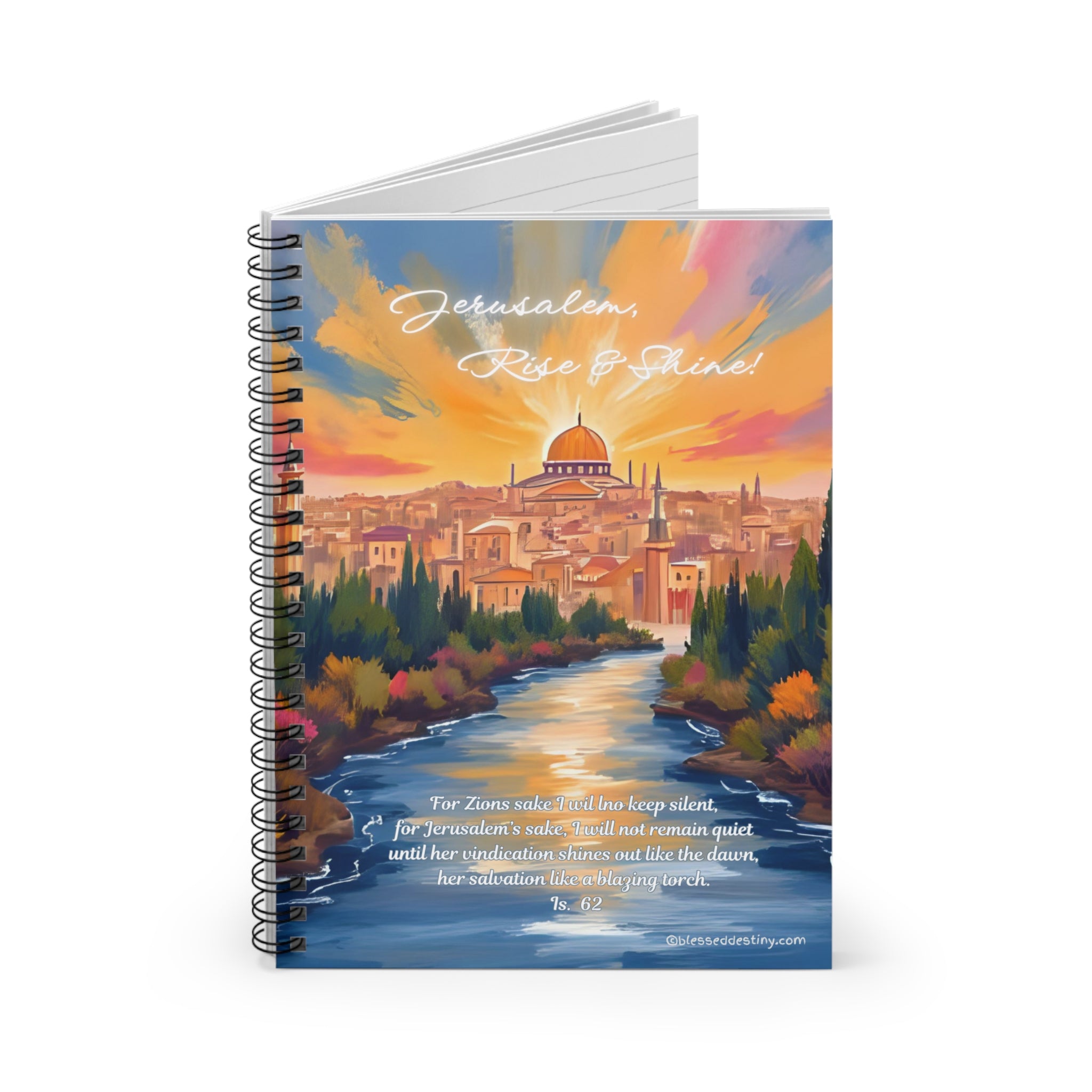 Spiral Notebook Jerusalem Rise & Shine — Ruled Journal with Scenic Cityscape Cover
