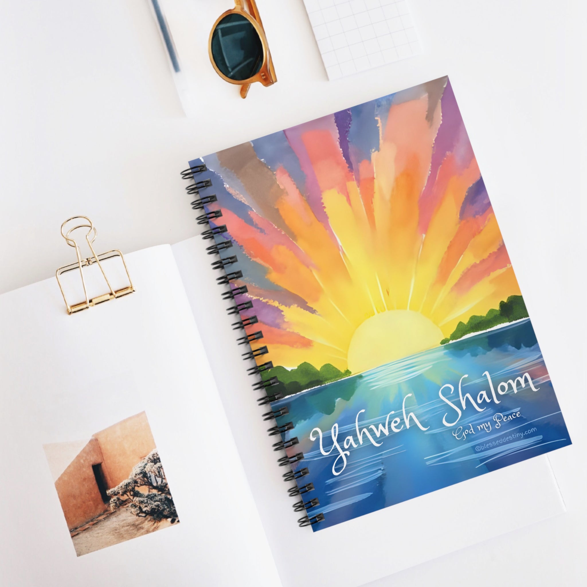 Spiral Notebook Yahweh Shalom Sunrise Colorful— Peaceful Faith Journal (Ruled)