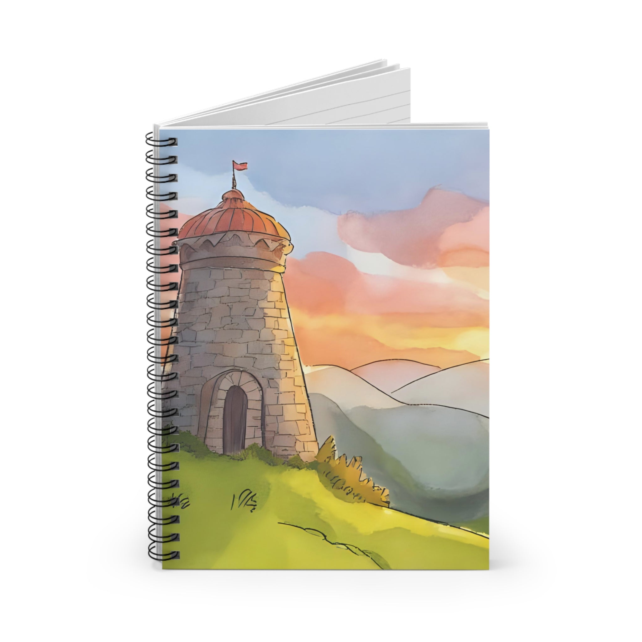 Spiral Notebook Sunset Tower  — Ruled Journal for Sketching & Notes