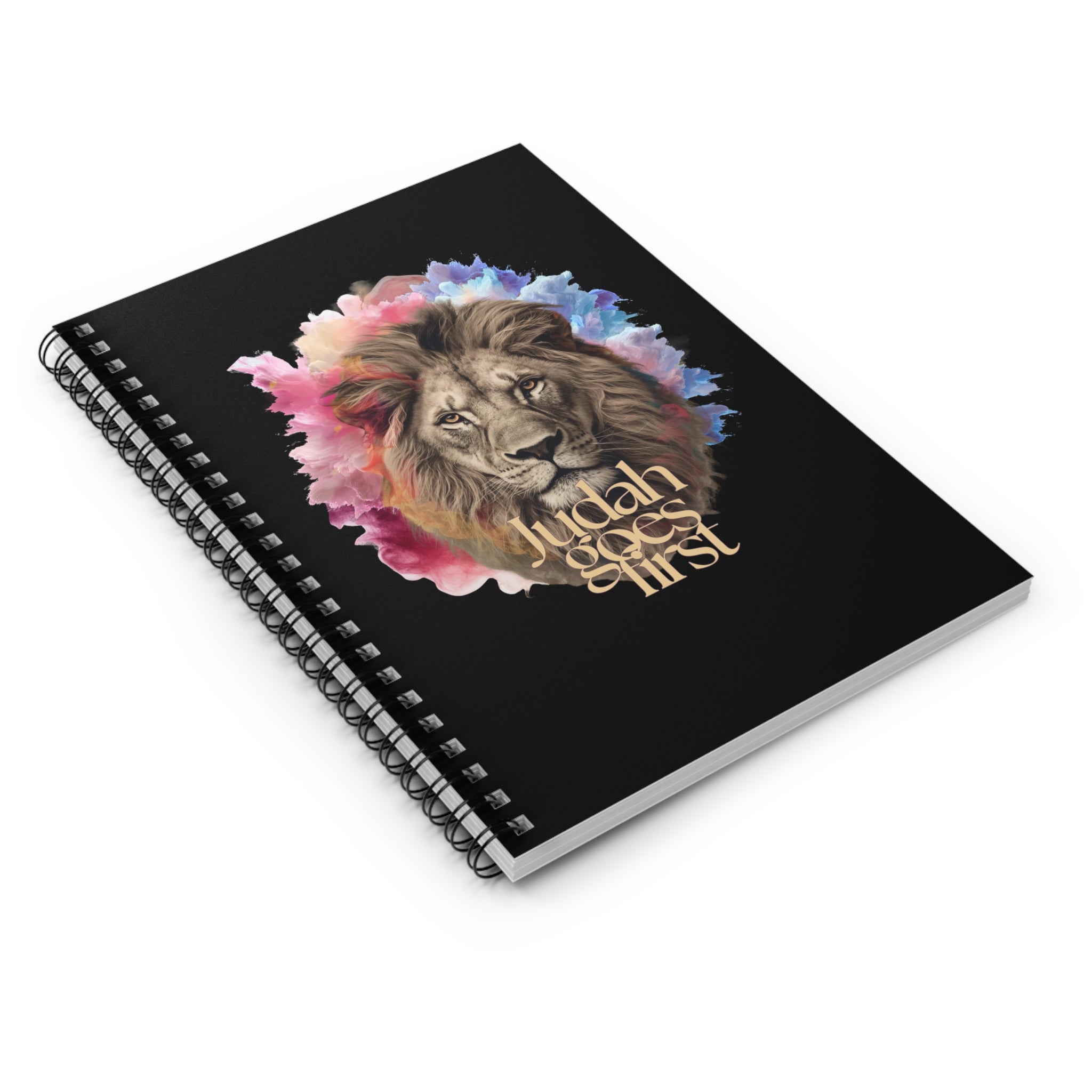 Lion 'Judah Goes First' Spiral Notebook — Ruled Journal for Faith & Inspiration