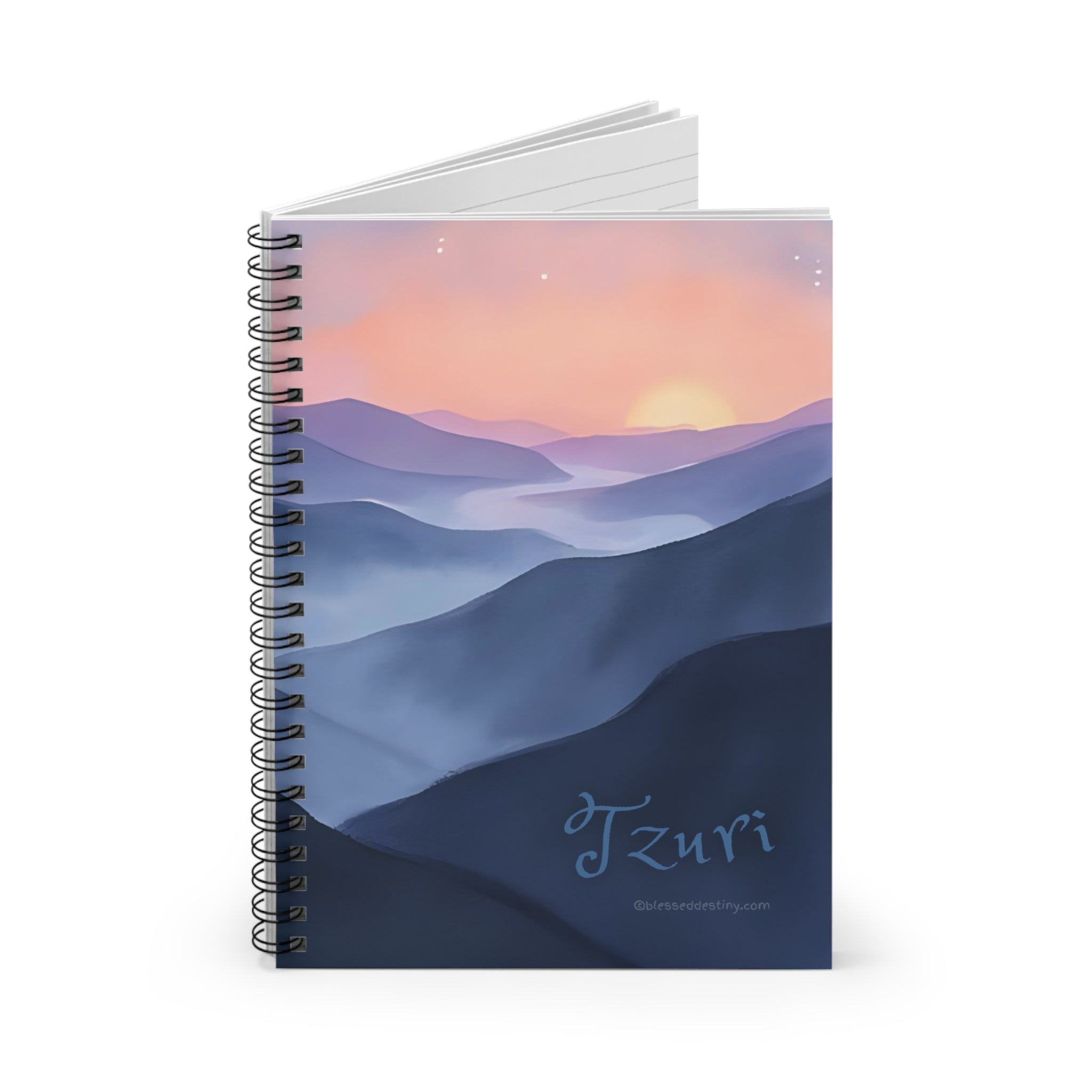 Spiral Notebook Sunset Mountain  — Ruled Journal 'Tzuri' - Names of God Collection