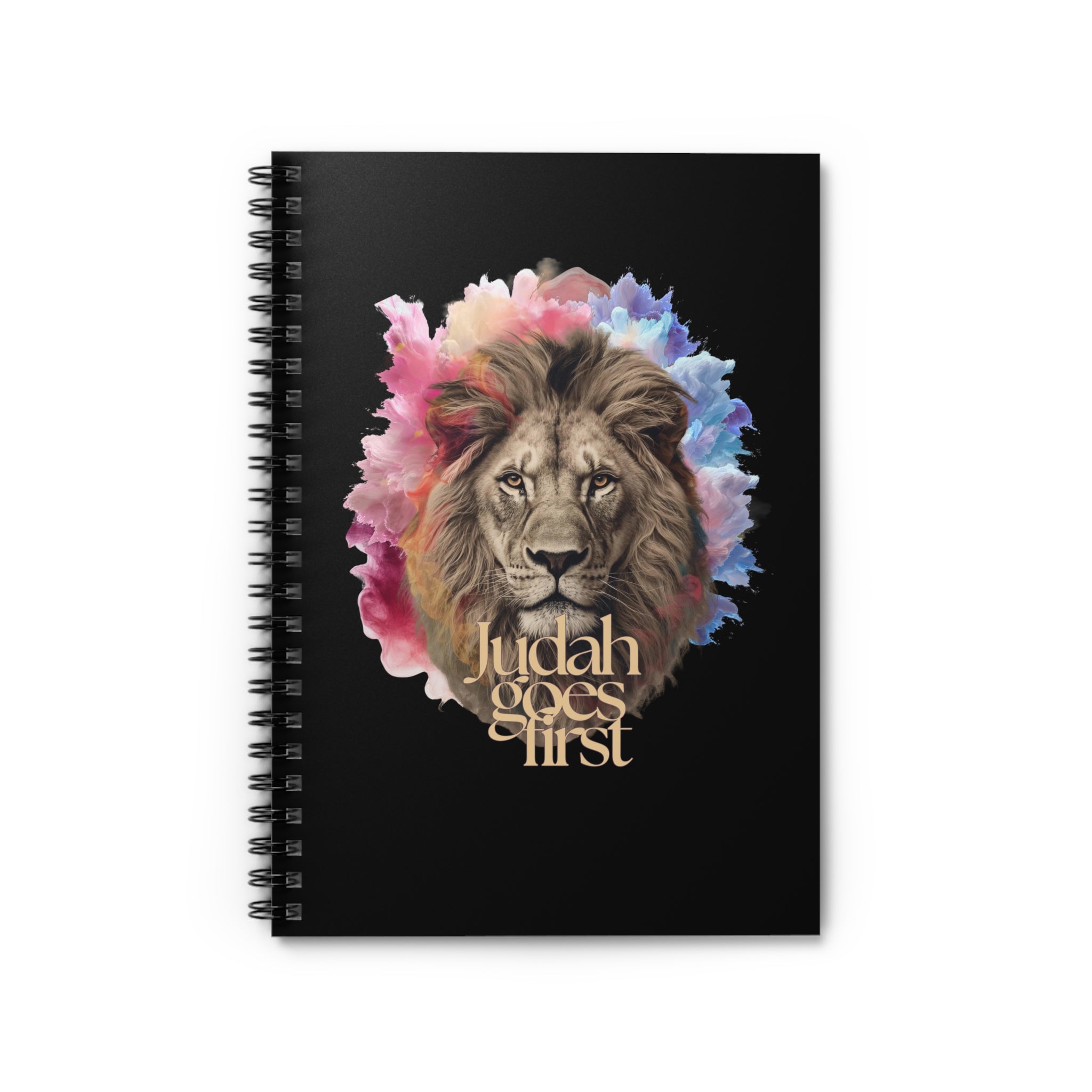Lion 'Judah Goes First' Spiral Notebook — Ruled Journal for Faith & Inspiration