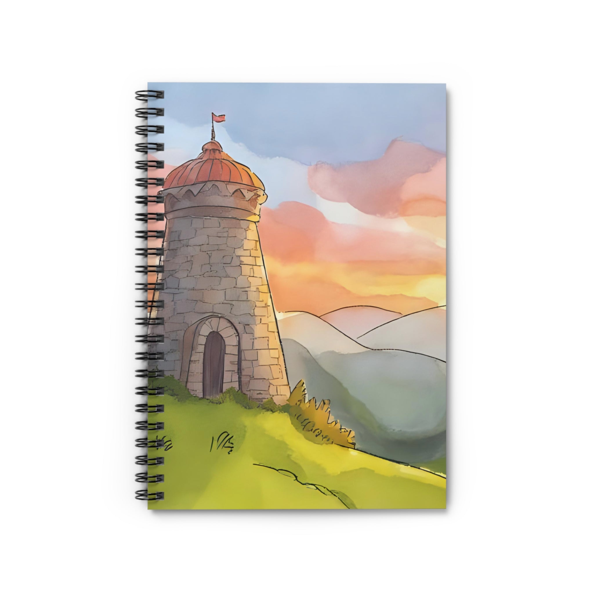 Spiral Notebook Sunset Tower  — Ruled Journal for Sketching & Notes