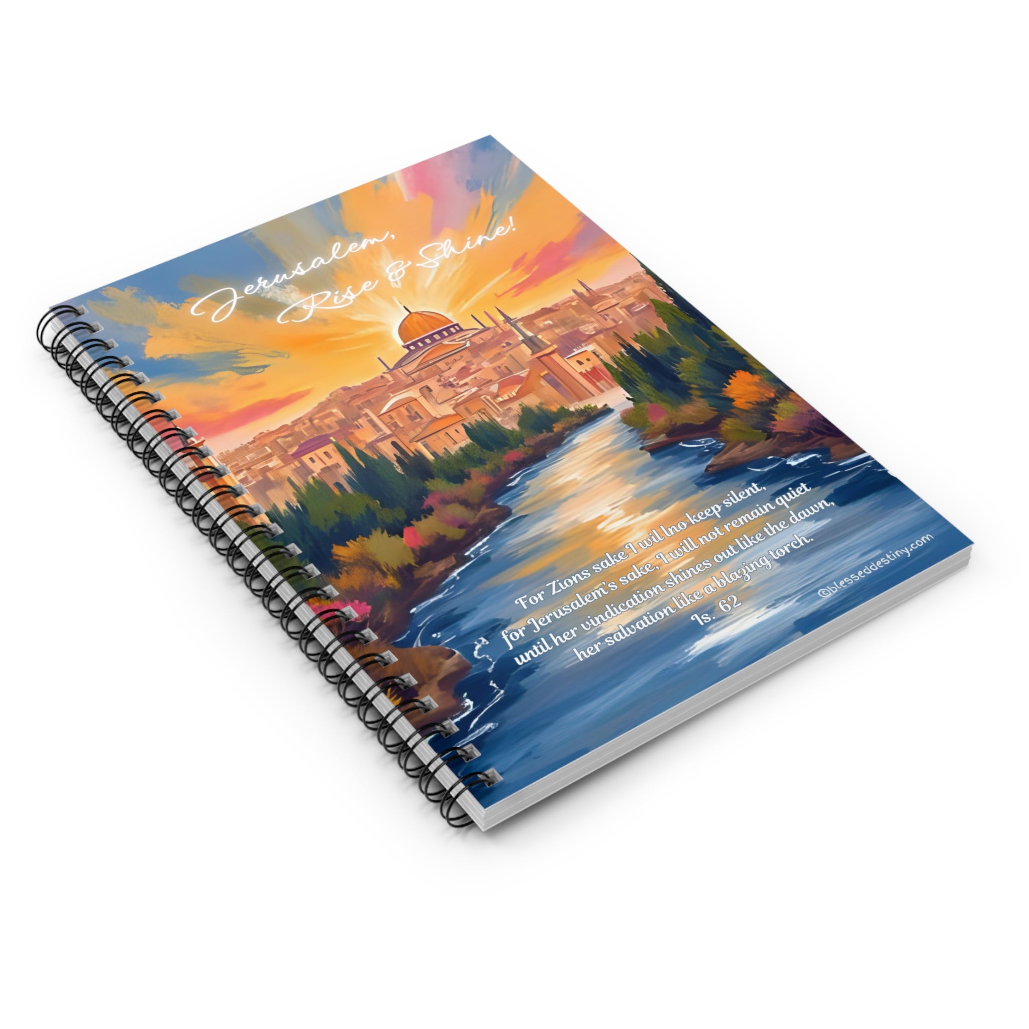 Spiral Notebook Jerusalem Rise & Shine — Ruled Journal with Scenic Cityscape Cover