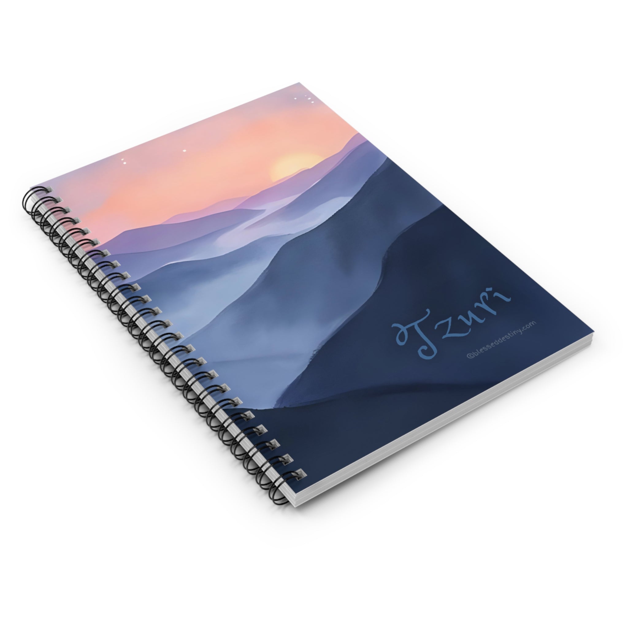 Spiral Notebook Sunset Mountain  — Ruled Journal 'Tzuri' - Names of God Collection
