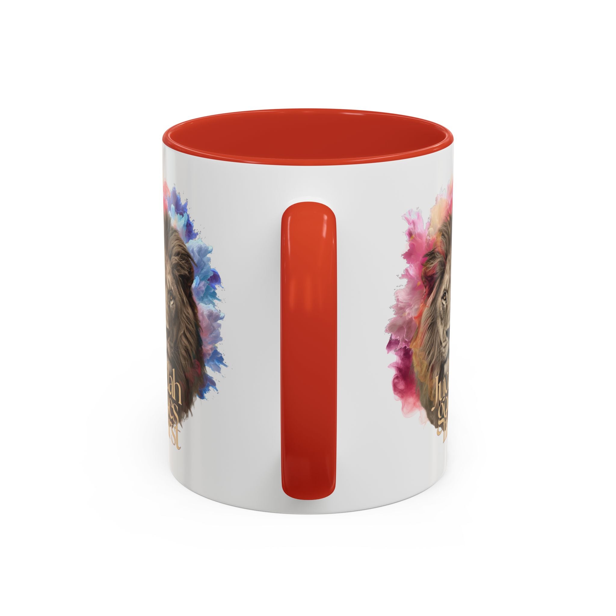 Judah Goes First Lion Coffee Mug — Colorful Christian Faith Accent Mug (11/15 oz)