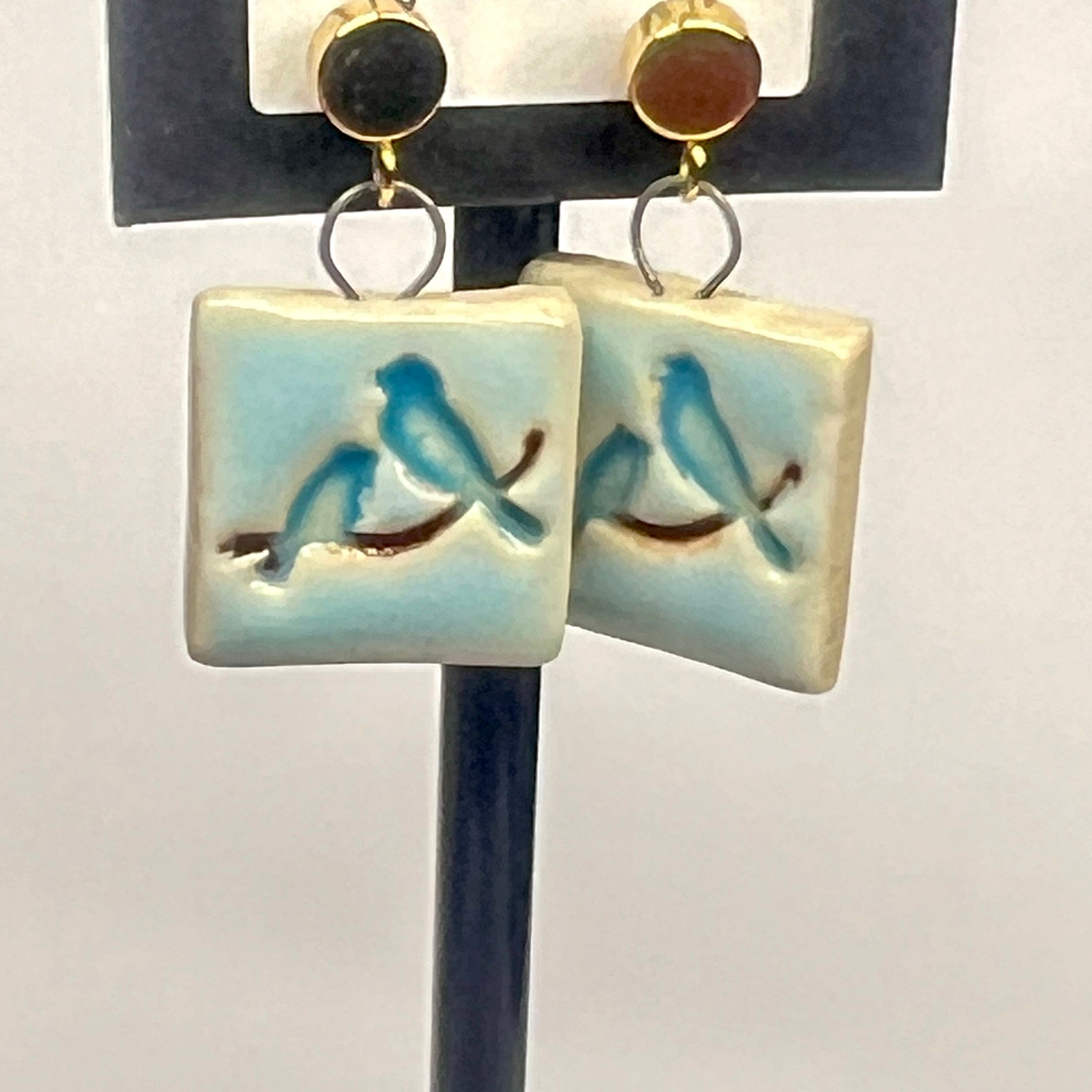 Ceramic Earrings Circles, Squares and Stars