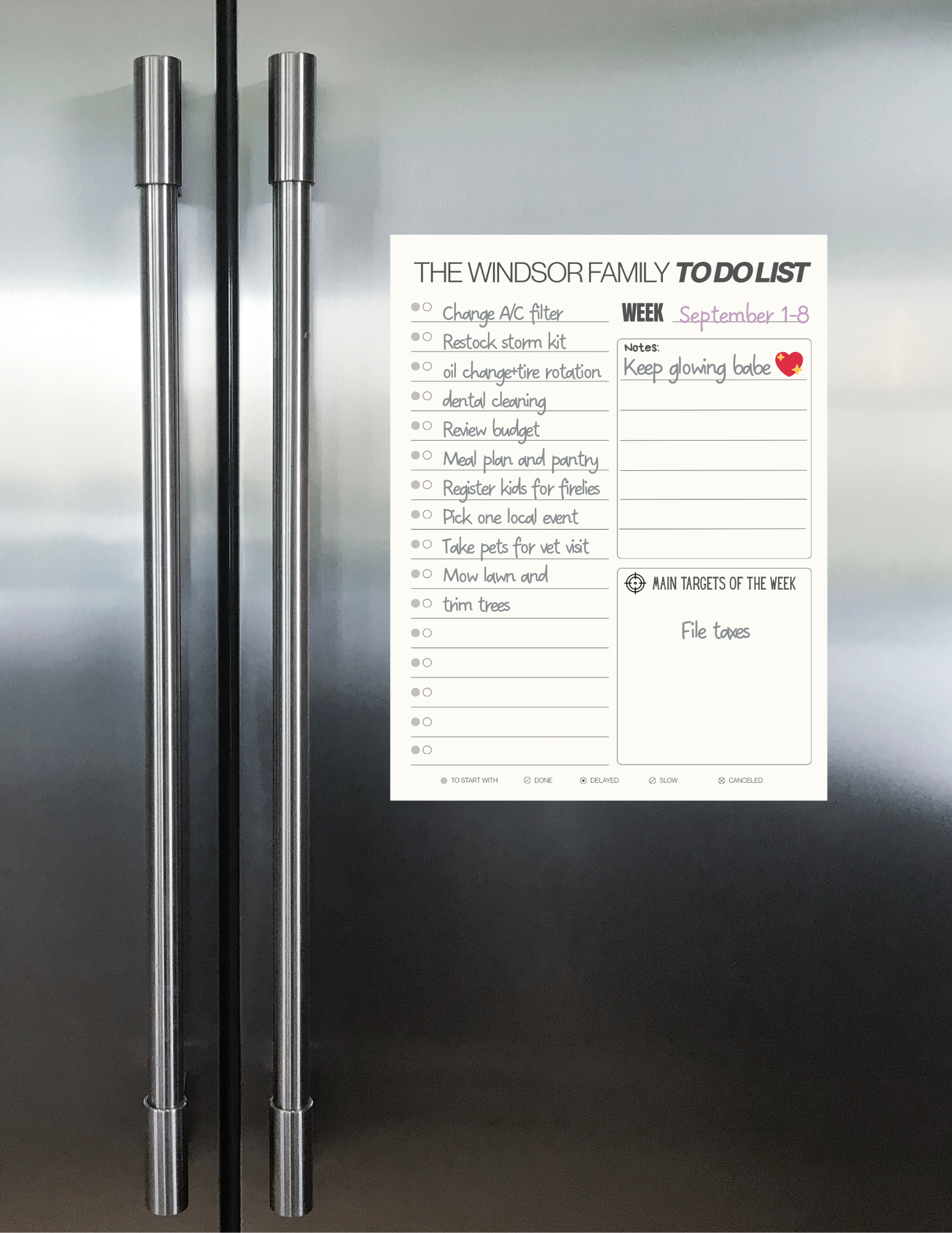 Magnetic To Do List - Put your name on it!