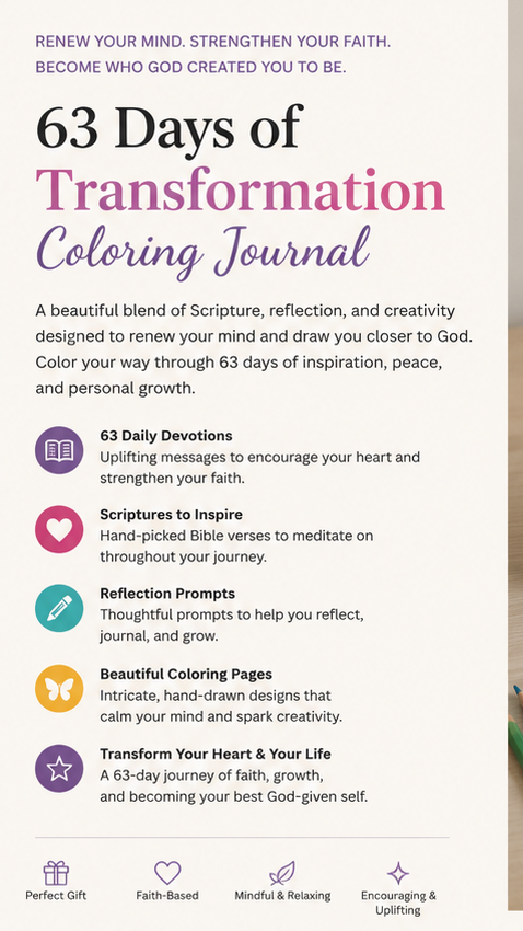 63 Days of Transformation Coloring Journal - Printed Book or e-book